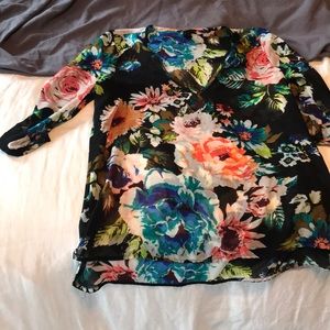 H&M sheer floral check tunic, size 12